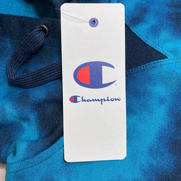 Champion Blue Tie Dye Hoodie Sweatshirt - Picture 5 of 5